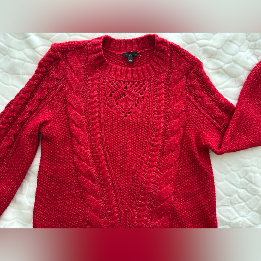 SOLD🚫Lands End NWOT Red Cable Knit Sweater - Picture 6 of 11
